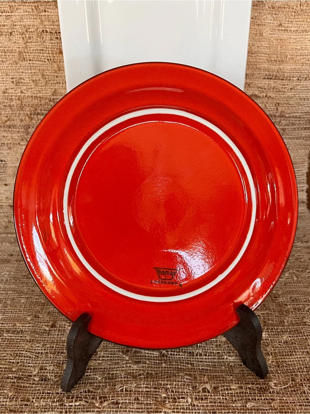 Thomas Germany Red Ceramic Salad Plate with Black Rim - Home Dining